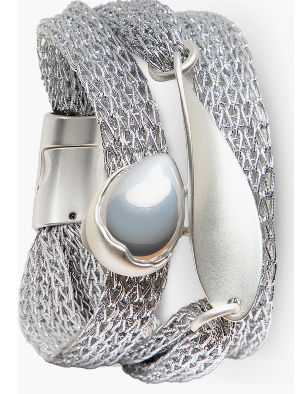 Saachi Silver Mesh Twisted Plate Orb Bracelet NWT